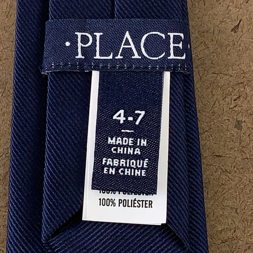 The Children's Place Boys Size 4-7 Tidal Blue Plastic Clipped Uniform Tie New